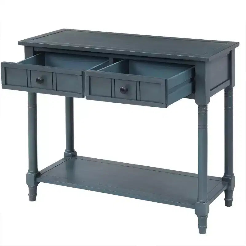 Console de style traditionnel avec deux tiroirs et une étagère inférieure