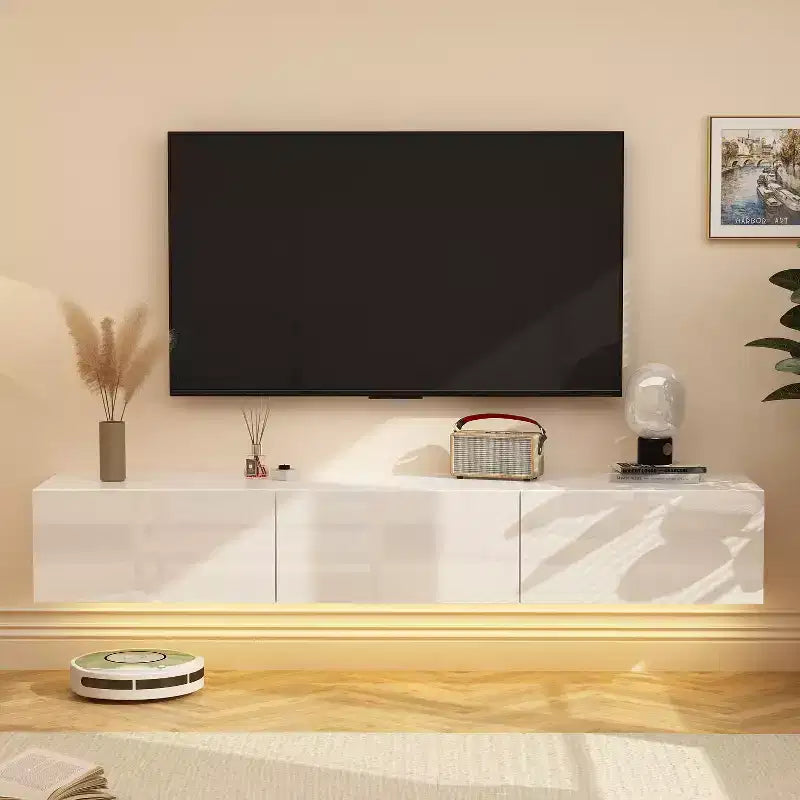 Famapy Wall - Mounted TV Cabinet Modern White Elegance and Functional Brilliance for Your Entertainment Space
