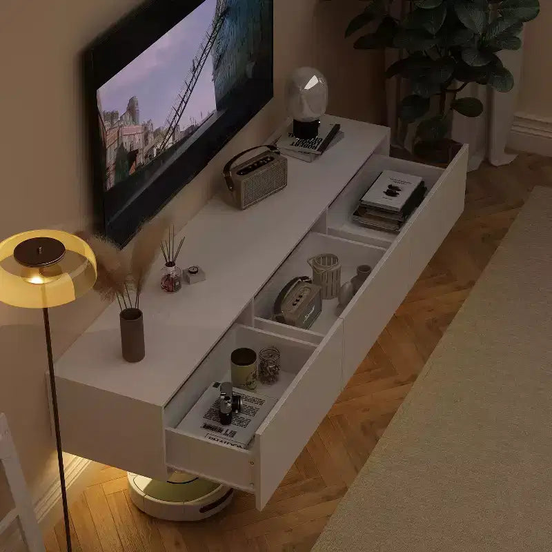 Meuble TV Mural Moderne Blanc Élégant