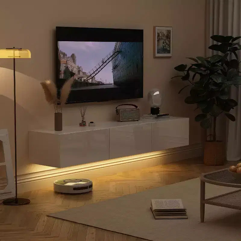 Meuble TV Mural Moderne Blanc Élégant