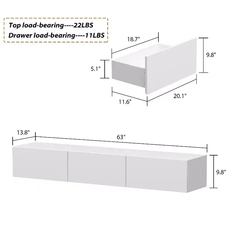 Meuble TV Mural Moderne Blanc Élégant