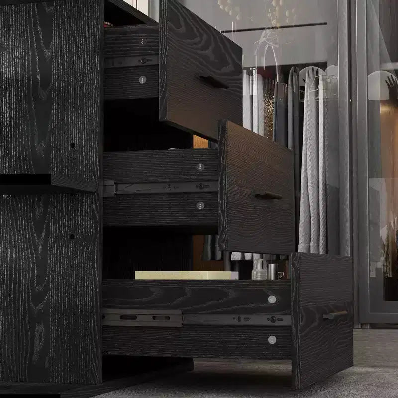 Bureau en L noir avec plateau en verre Table d'écriture réversible Coiffeuse