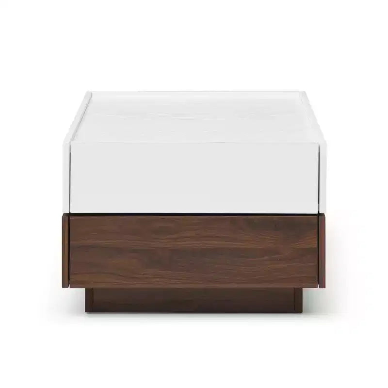Table basse carrée en bois 24 po avec 2 tiroirs et plateau pivotant