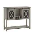 YESFASHION Farmhouse Sideboard Cabinet with Storage, Coffee Bar Table with Sliding Barn Metal Mesh Door, Kitchen Storage Sideboard with Bottom Shelf