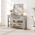 47.2 2 Tier Entryway Console Table with 2 Storage Drawers, 3 Tier Farmhouse Wooden Sofa Table, for Entryway, Living Room