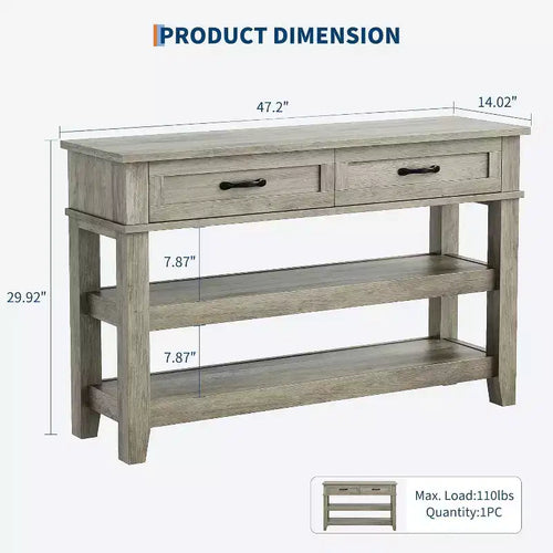 Table console d'entrée à 2 niveaux avec 2 tiroirs de rangement