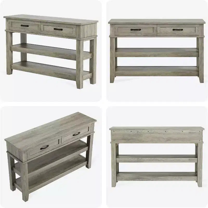 Table console d'entrée à 2 niveaux avec 2 tiroirs de rangement
