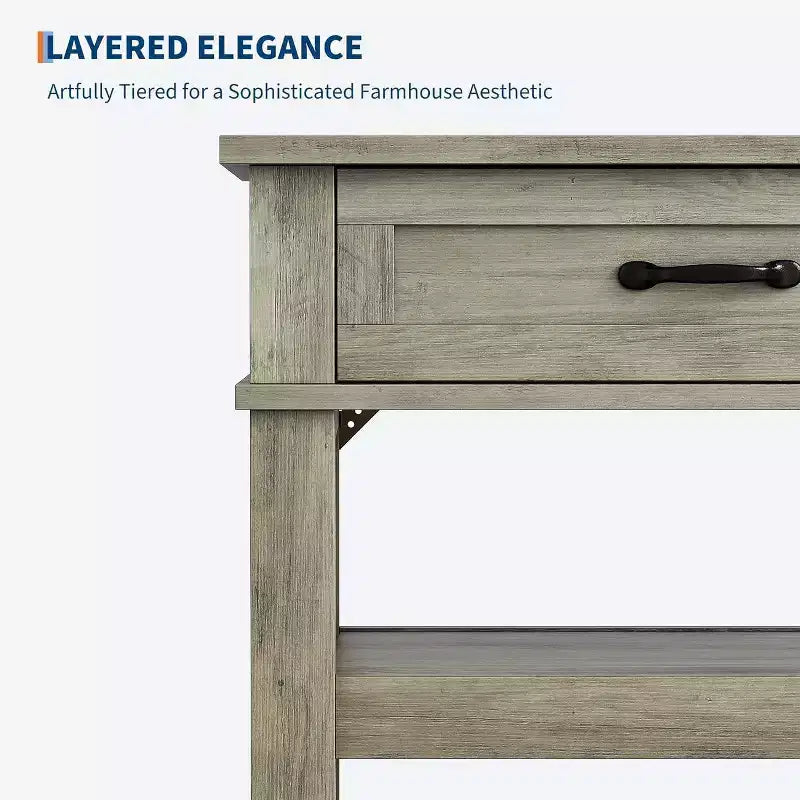 Table console d'entrée à 2 niveaux avec 2 tiroirs de rangement