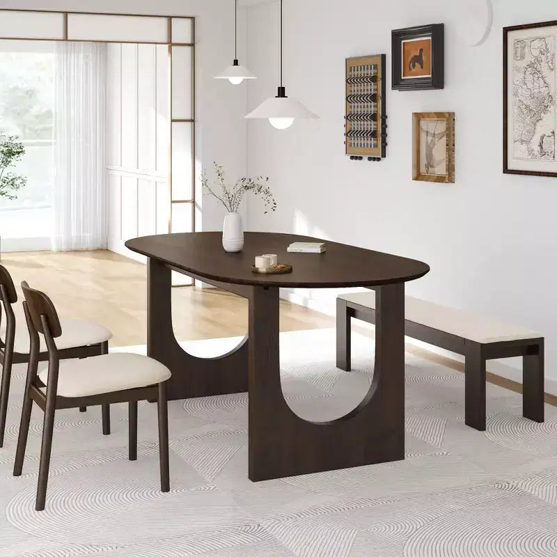 Table de salle à manger ovale avec double piédestal Tables de cuisine