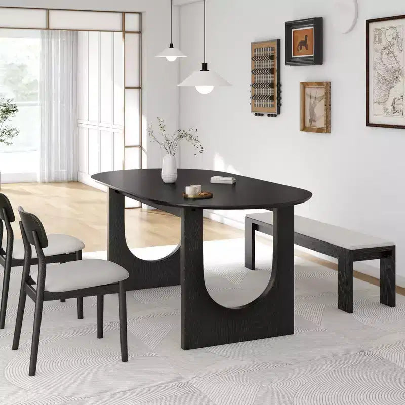 Table de salle à manger ovale avec double piédestal Tables de cuisine