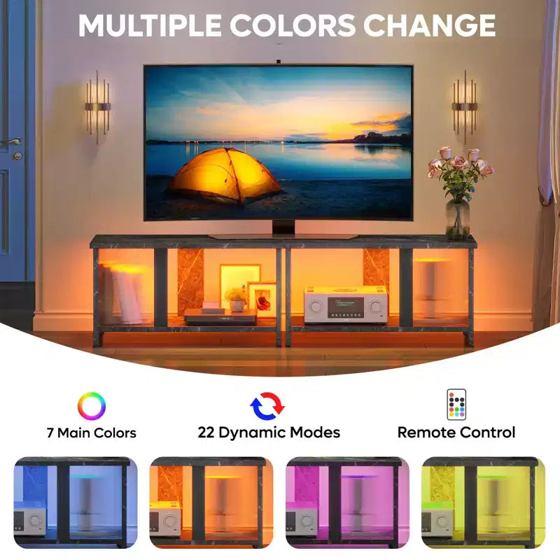 Meuble TV LED pour téléviseurs jusqu'à 65'', meuble TV extensible côte à côte ou superposable