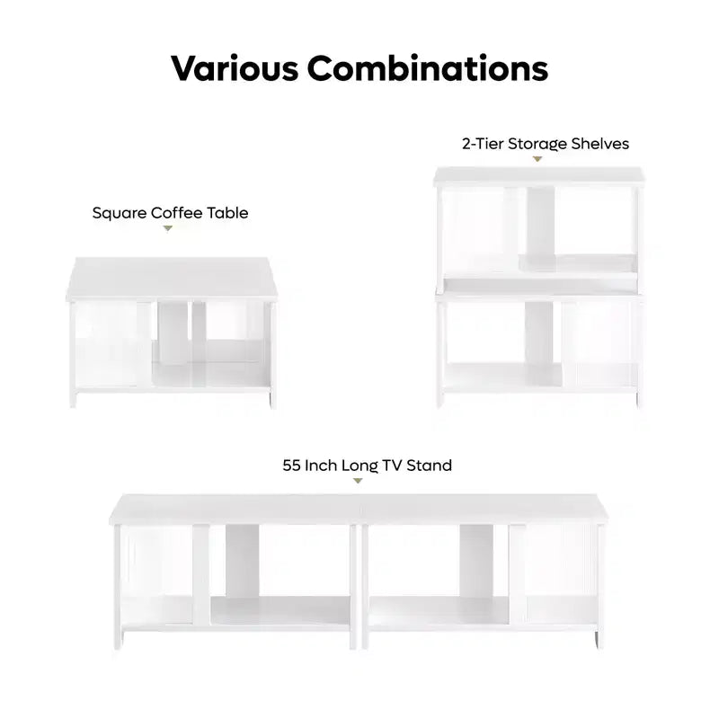 Meuble TV LED pour téléviseurs jusqu'à 65'', meuble TV extensible côte à côte ou superposable