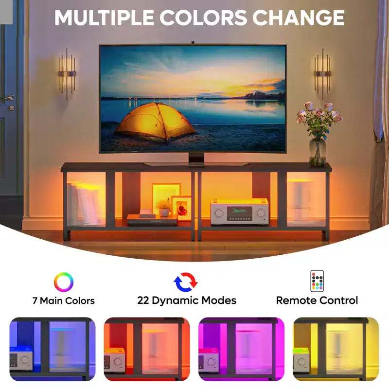 Meuble TV LED pour téléviseurs jusqu'à 65'', meuble TV extensible côte à côte ou superposable