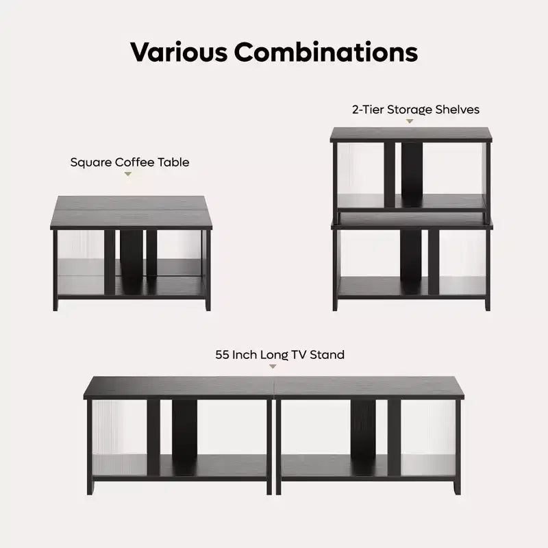 Meuble TV LED pour téléviseurs jusqu'à 65'', meuble TV extensible côte à côte ou superposable