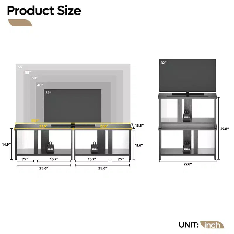 Meuble TV LED pour téléviseurs jusqu'à 65'', meuble TV extensible côte à côte ou superposable
