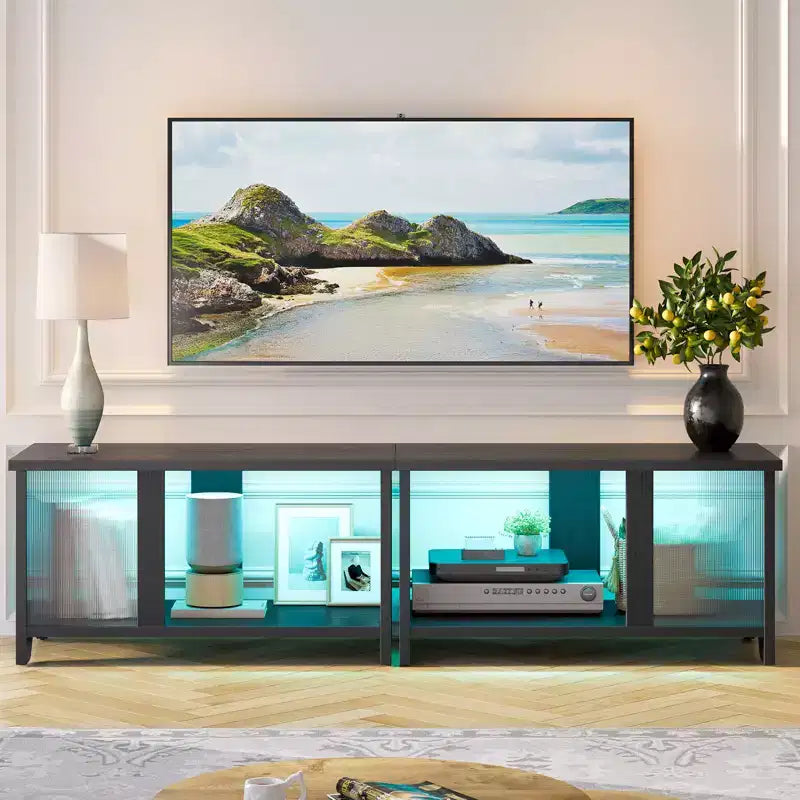 Pinmoco 55 inch LED TV Stand for TVs up to 65'', Expandable Side by Side or Stacking TV Stand with Storage