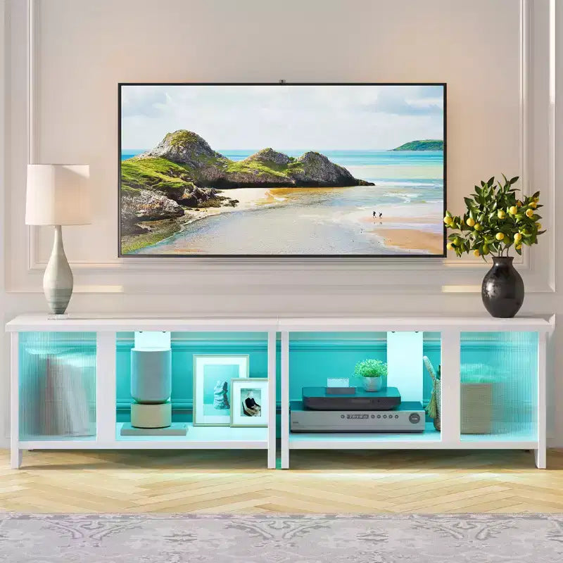 Meuble TV LED pour téléviseurs jusqu'à 65'', meuble TV extensible côte à côte ou superposable