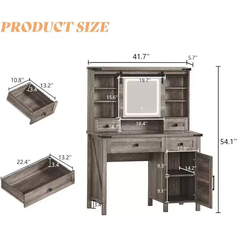 Coiffeuse de ferme avec miroir coulissant et lumières