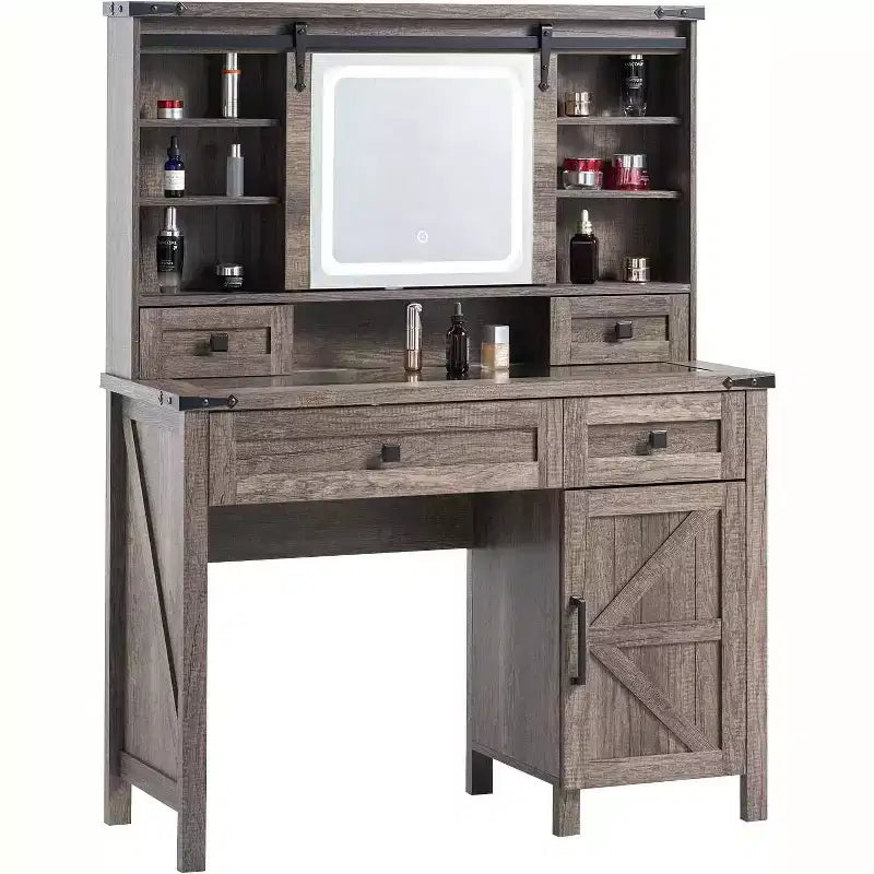 Coiffeuse de ferme avec miroir coulissant et lumières