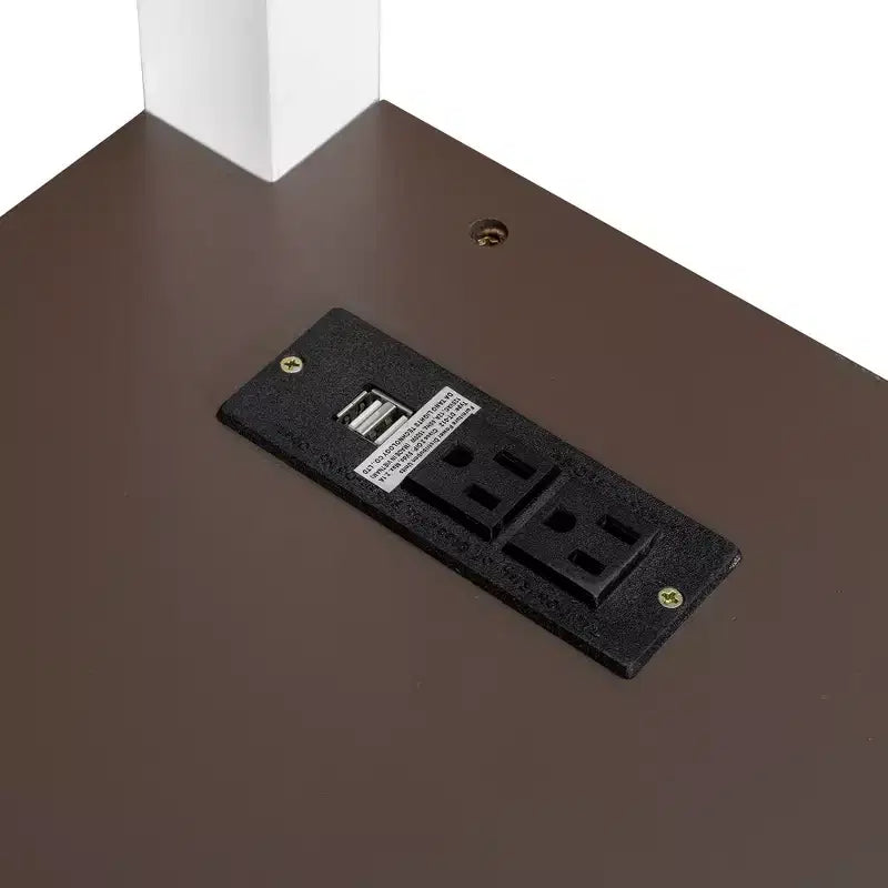 Lit mezzanine Queen Size avec bureau, étagère ouverte et boîte de rangement