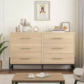52 Wide Dresser, 6 Dresser for Bedroom, Wooden Closet Storage Chest, 6-Drawer Cabinet, for Living Room, Bedroom, Entryway