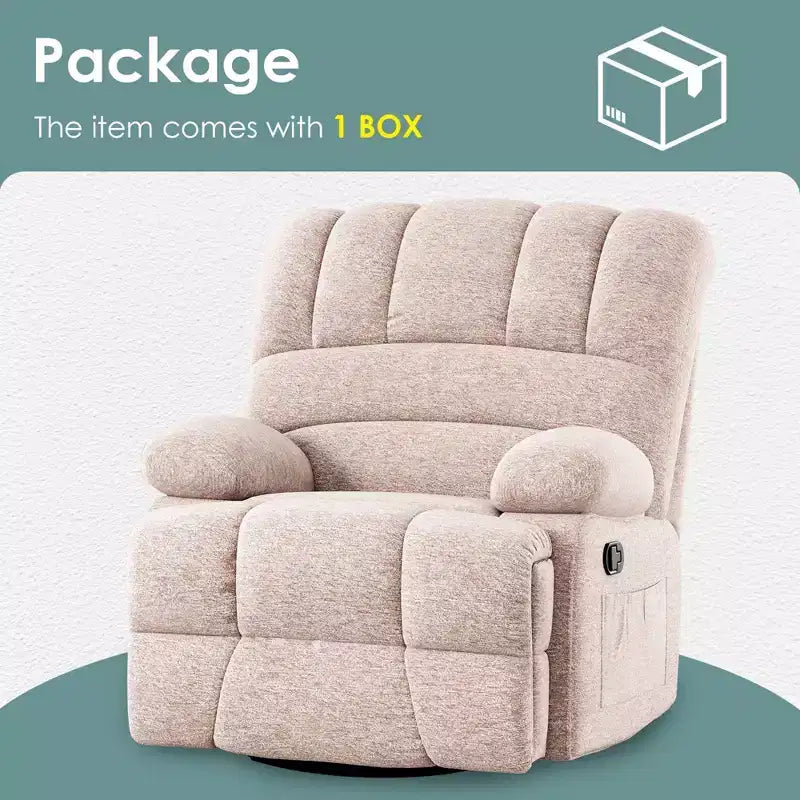 Fauteuil inclinable pivotant et berçant surdimensionné pour adultes pour le salon
