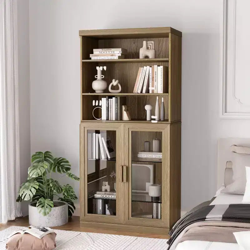 Meuble d'appoint en bois avec étagères réglables