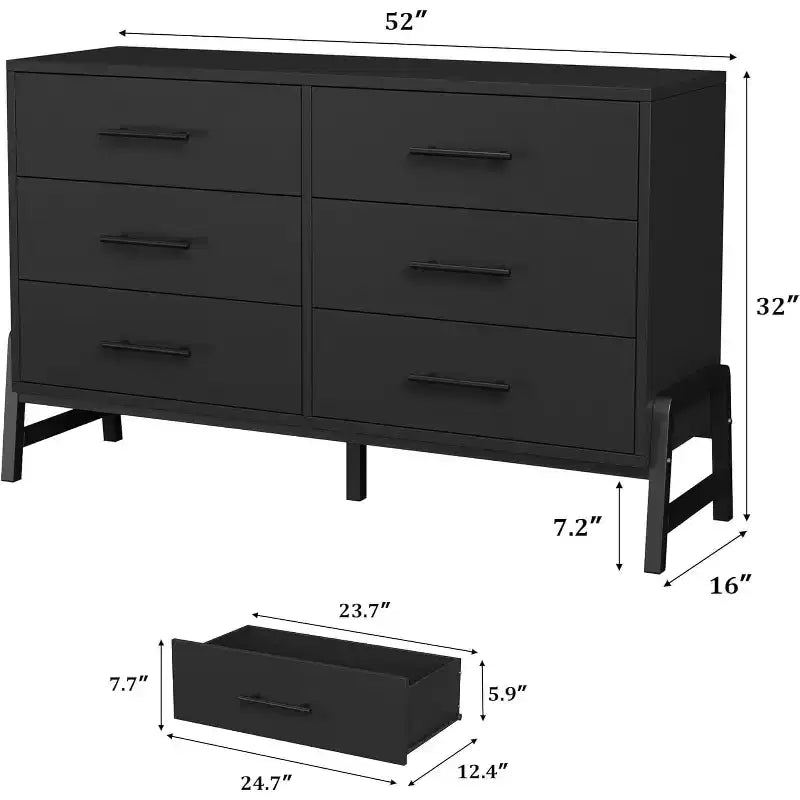 GustoWave 6-Drawer Rattan Dresser with Charging Station, Storage Chest for Bedroom Living Room Hallway Bedside