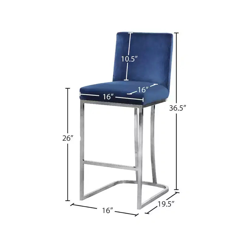 Meridian Furniture,Heidi Navy Velvet Stool