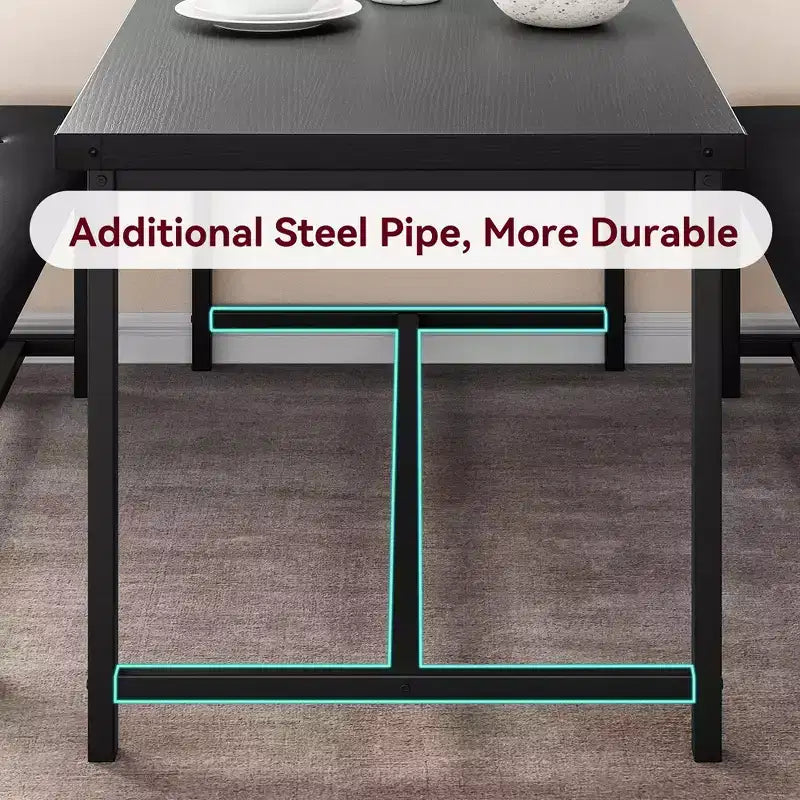 3 Piece Dining Room Table Set, with 2 Upholstered Benches