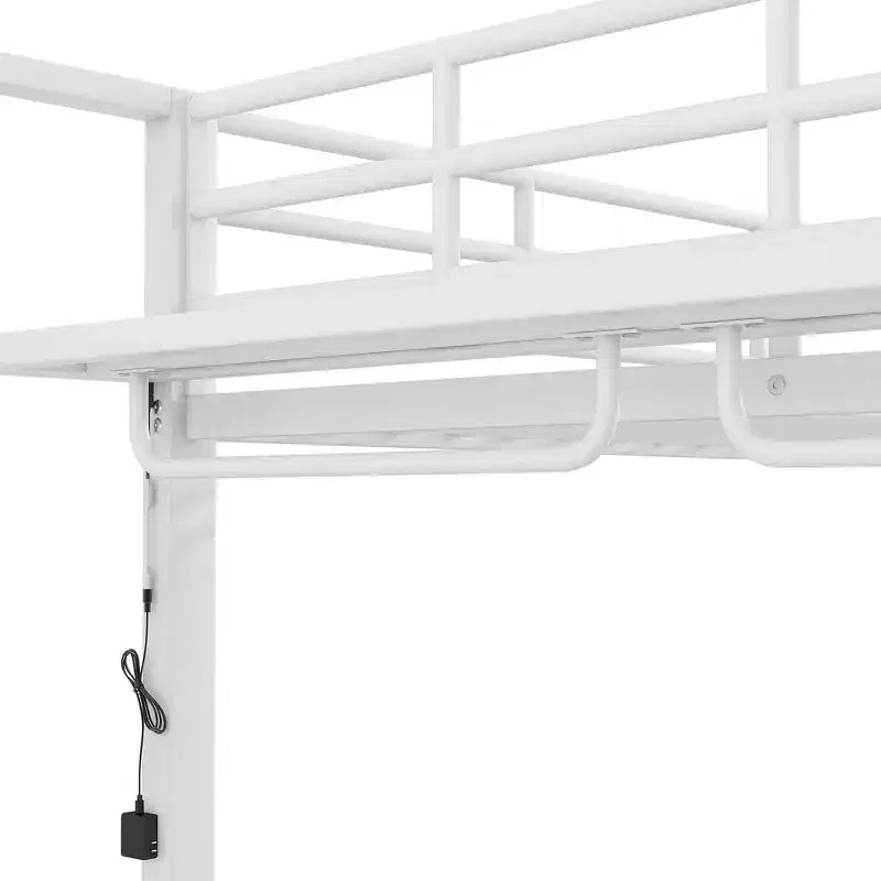 Whisen Full Size Metal Bunk Bed with LED Light Strips (7 Colors), Open Storage Shelves & Hooks