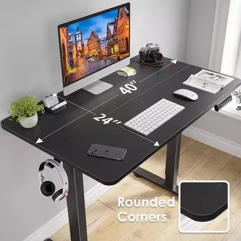 PexFix 40 x 24 Electric Standing Desk Black Desktop Height Adjustable Computer Desk Stand up Home Office Desk with Splice Board