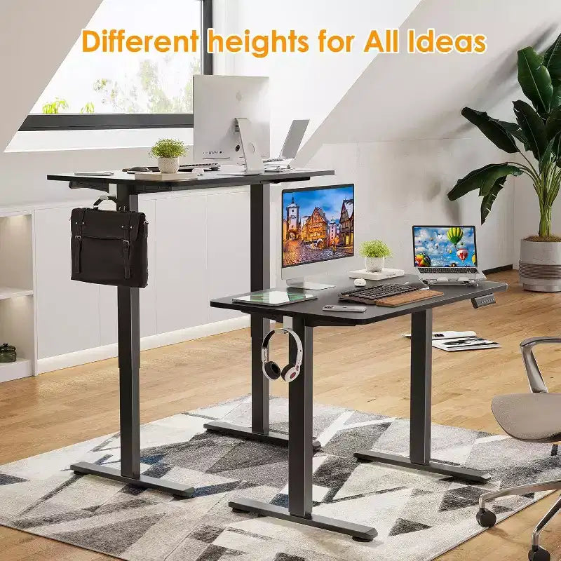 PexFix 40 x 24 Electric Standing Desk Black Desktop Height Adjustable Computer Desk Stand up Home Office Desk with Splice Board