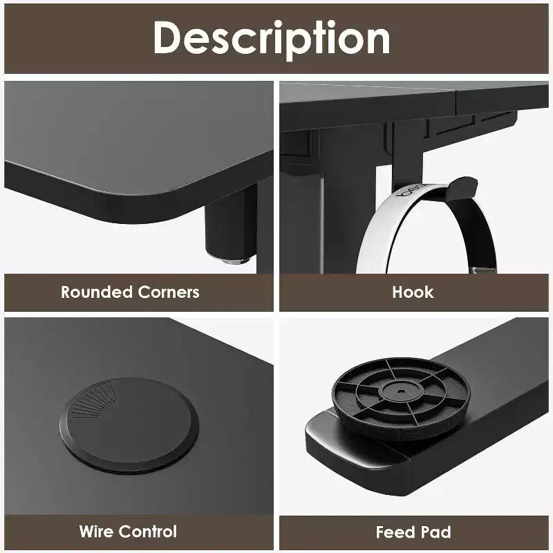 PexFix 40 x 24 Electric Standing Desk Black Desktop Height Adjustable Computer Desk Stand up Home Office Desk with Splice Board