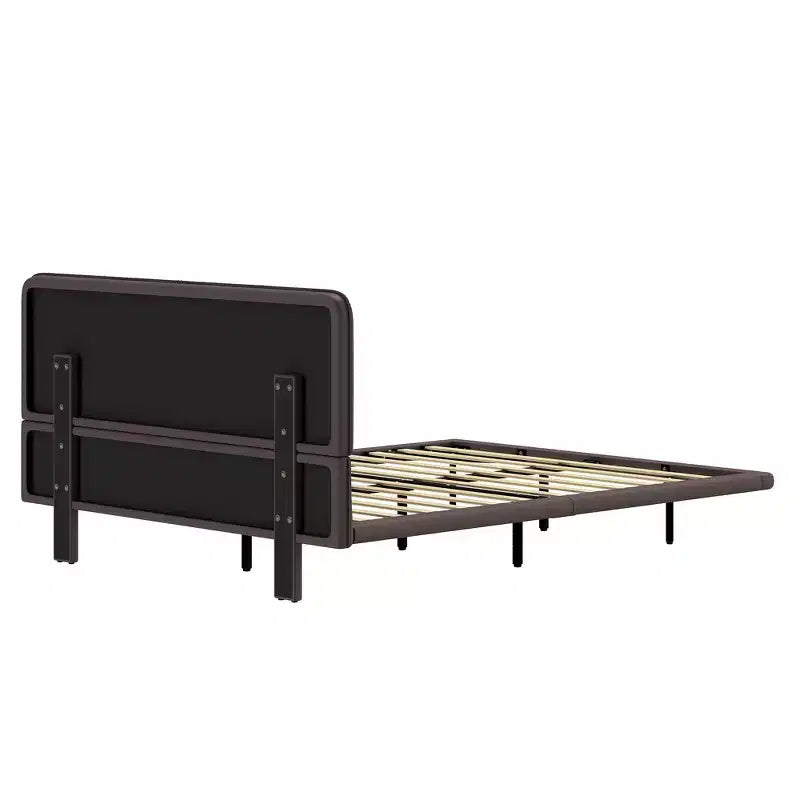 Whisen Full Size Floating Platform Bed with LED Lights, PU Leather, Sturdy Build & Modern Appeal
