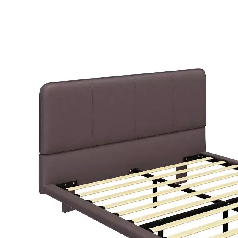 Whisen Full Size Floating Platform Bed with LED Lights, PU Leather, Sturdy Build & Modern Appeal