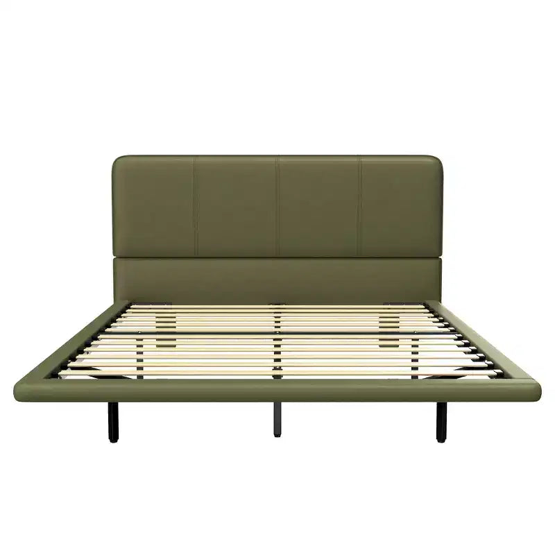 Whisen Full Size Floating Platform Bed with LED Lights, PU Leather, Sturdy Build & Modern Appeal