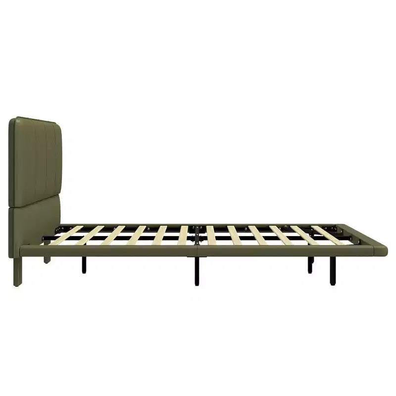 Whisen Full Size Floating Platform Bed with LED Lights, PU Leather, Sturdy Build & Modern Appeal