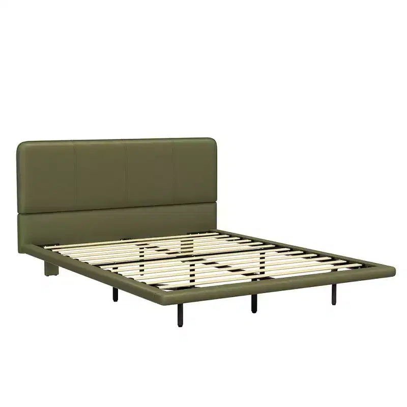 Whisen Full Size Floating Platform Bed with LED Lights, PU Leather, Sturdy Build & Modern Appeal