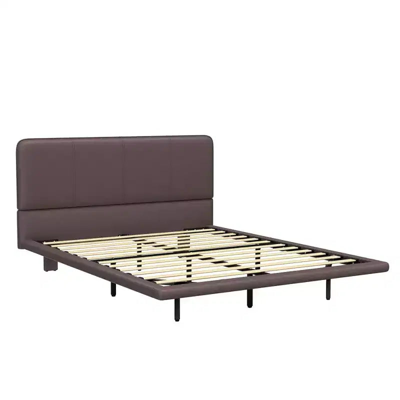 Whisen Full Size Floating Platform Bed with LED Lights, PU Leather, Sturdy Build & Modern Appeal