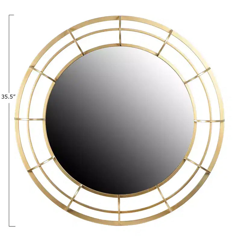 Storied Home Round Wire Framed Wall Mirror, Gold