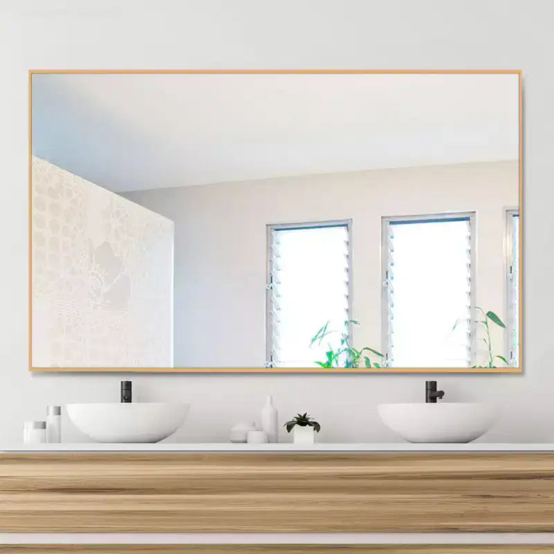 PexFix 51x31 Aluminum Fine Edge Right Angle Rectangle Full Length Mirror-Without Stand