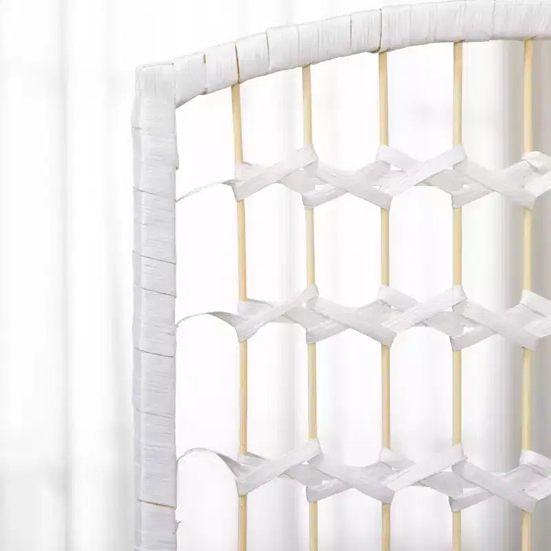 MAYEERTY 4 Panel Room Divider Folding Privacy Screen Wave Fiber Freestanding Partition Wall Divider for Home White