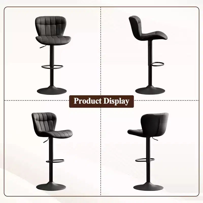 Furniliving Modern Swivel Barstools with Back, Set of 2, Faux Leather Upholstered Height-adjustable for Kitchen Island