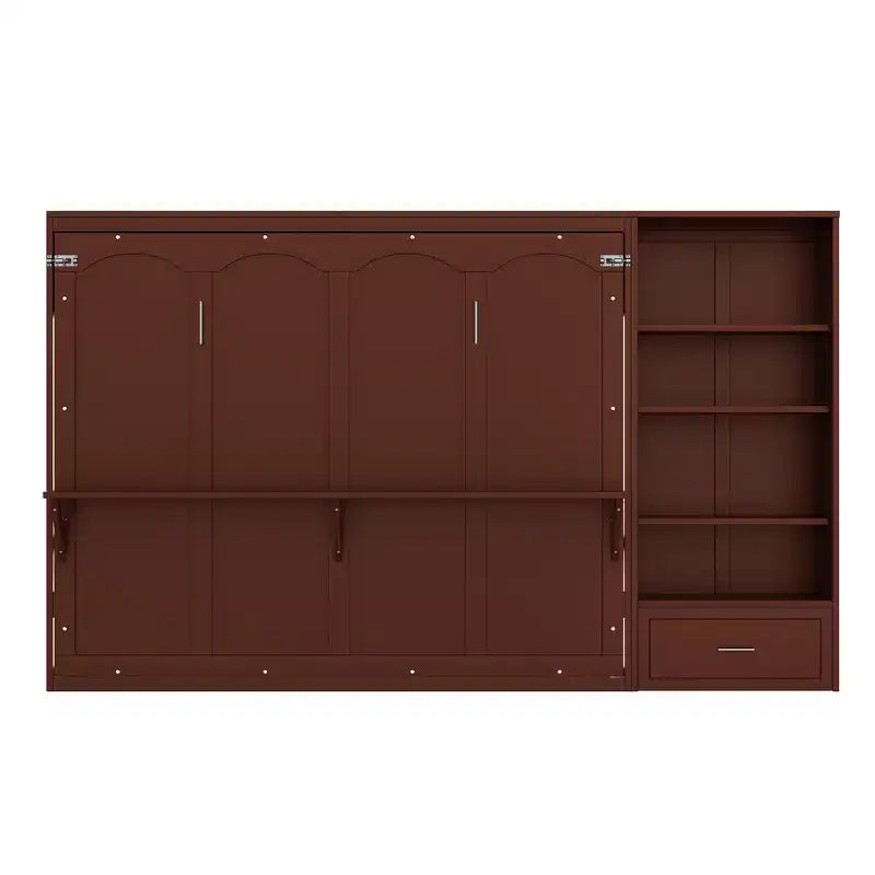 Whisen Queen Foldable Platform Bed & Murphy Bed with Height Adjustable Storage Compartments