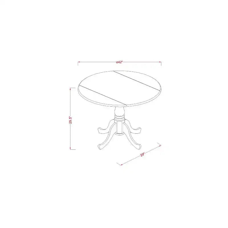 3-Piece Antique Walnut Finish Solid Wood Top-Round Upholstered Dining Room Set -Seats 4