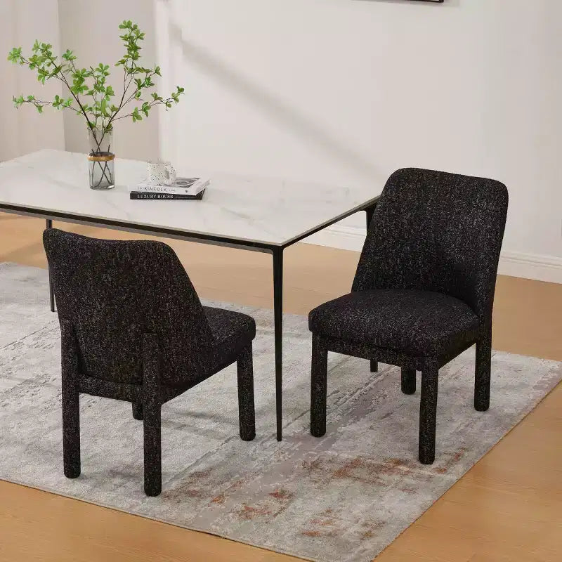 Set of 2 Modern Upholstered Dining Chairs with High Curved Backrest, Wood Armless Side Chairs for Dining Room or Kitchen-Panipeachy