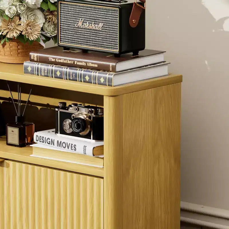Homy Casa 3-Tier Modern Shoe Cabinet with Flip-Down Doors and Open Shelf