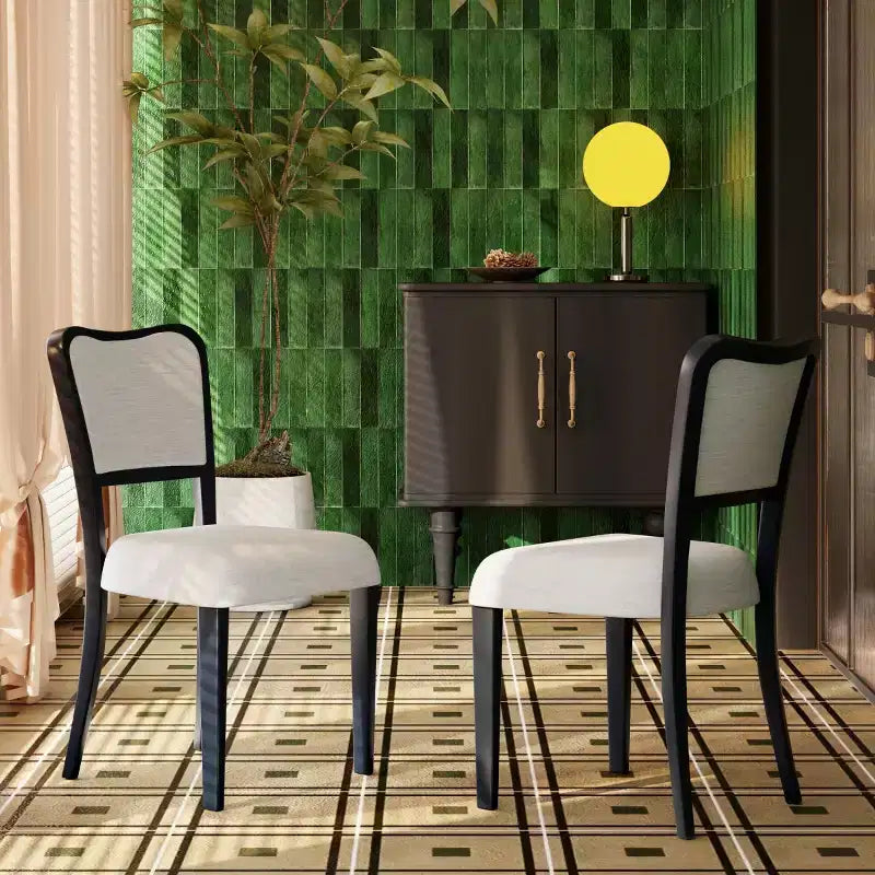 Set of 2 Traditional Upholstered Dining Chairs with Solid Wood Frame, Elegant Armless Chairs for Dining Room or Living Spaces-Panipeachy