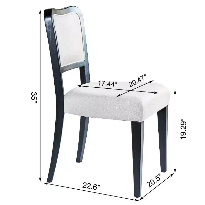 Set of 2 Traditional Upholstered Dining Chairs with Solid Wood Frame, Elegant Armless Chairs for Dining Room or Living Spaces-Panipeachy